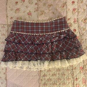 Cecil McBee vintage plaid ruffle sukapan skirt